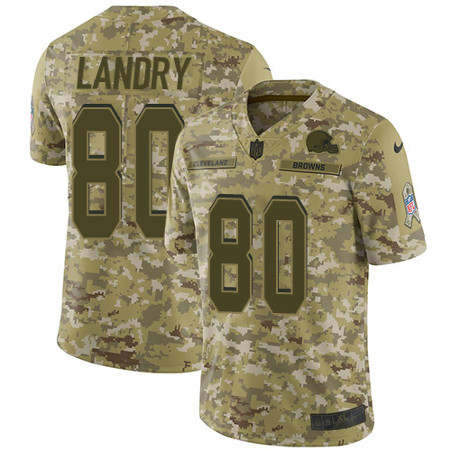 Nike Browns #80 Jarvis Landry Camo Men's Stitched NFL Limited 2018 Salute To Service Jersey Nike Browns #80 Jarvis Landry Camo Men's Stitched NFL Limited 2018 Salute To Service Jersey