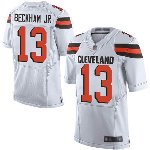 Nike Browns #13 Odell Beckham Jr White Men's Stitched NFL New Elite Jersey Nike Browns #13 Odell Beckham Jr White Men's Stitched NFL New Elite Jersey