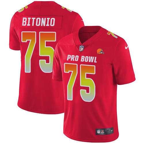 Nike Browns #75 Joel Bitonio Red Men's Stitched NFL Limited AFC 2019 Pro Bowl Jersey Nike Browns #75 Joel Bitonio Red Men's Stitched NFL Limited AFC 2019 Pro Bowl Jersey