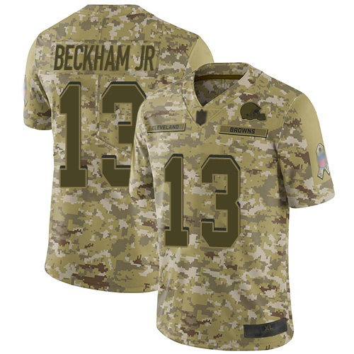 Nike Browns #13 Odell Beckham Jr Camo Men's Stitched NFL Limited 2018 Salute To Service Jersey Nike Browns #13 Odell Beckham Jr Camo Men's Stitched NFL Limited 2018 Salute To Service Jersey