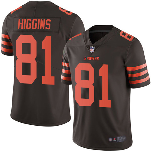 Nike Browns #81 Rashard Higgins Brown Men's Stitched NFL Limited Rush Jersey Nike Browns #81 Rashard Higgins Brown Men's Stitched NFL Limited Rush Jersey
