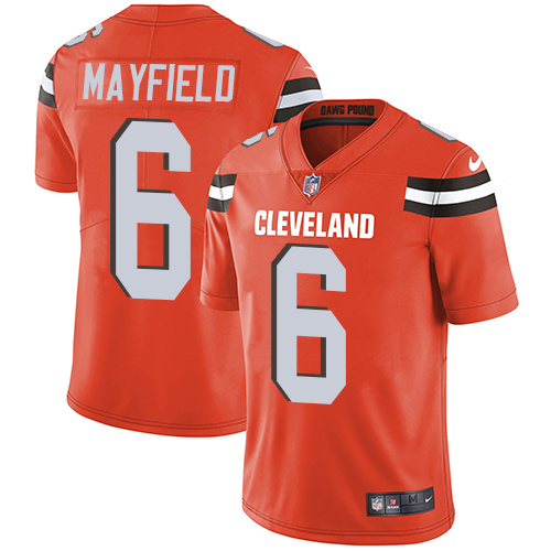Nike Browns #6 Baker Mayfield Orange Alternate Men's Stitched NFL Vapor Untouchable Limited Jersey Nike Browns #6 Baker Mayfield Orange Alternate Men's Stitched NFL Vapor Untouchable Limited Jersey