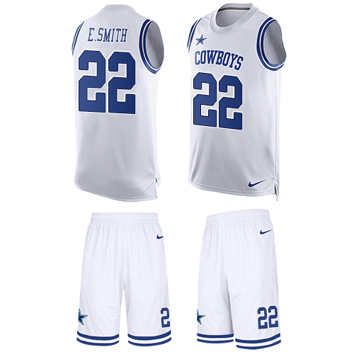 Nike Cowboys #22 Emmitt Smith White Men's Stitched NFL Limited Tank Top Suit Jersey Nike Cowboys #22 Emmitt Smith White Men's Stitched NFL Limited Tank Top Suit Jersey