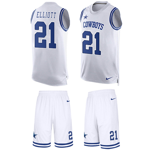 Nike Cowboys #21 Ezekiel Elliott White Men's Stitched NFL Limited Tank Top Suit Jersey Nike Cowboys #21 Ezekiel Elliott White Men's Stitched NFL Limited Tank Top Suit Jersey