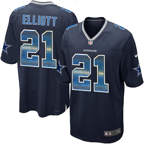 Nike Cowboys #21 Ezekiel Elliott Navy Blue Team Color Men's Stitched NFL Limited Strobe Jersey Nike Cowboys #21 Ezekiel Elliott Navy Blue Team Color Men's Stitched NFL Limited Strobe Jersey