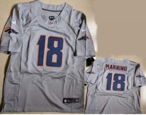 Nike Broncos #18 Peyton Manning New Grey Shadow Men's Stitched NFL Elite Jersey Nike Broncos #18 Peyton Manning New Grey Shadow Men's Stitched NFL Elite Jersey