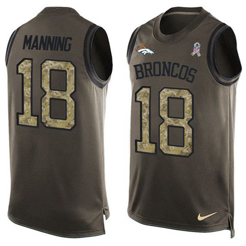 Nike Broncos #18 Peyton Manning Green Men's Stitched NFL Limited Salute To Service Tank Top Jersey Nike Broncos #18 Peyton Manning Green Men's Stitched NFL Limited Salute To Service Tank Top Jersey