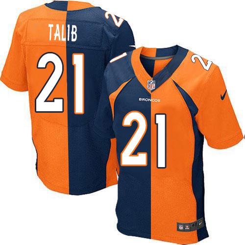 Nike Broncos #21 Aqib Talib Orange/Navy Blue Men's Stitched NFL Elite Split Jersey Nike Broncos #21 Aqib Talib Orange/Navy Blue Men's Stitched NFL Elite Split Jersey