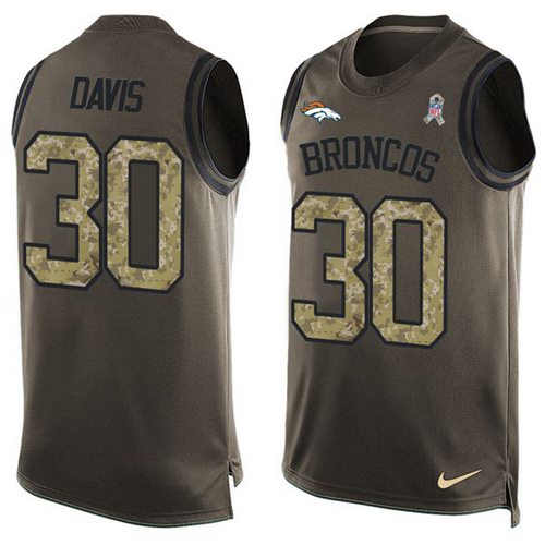 Nike Broncos #30 Terrell Davis Green Men's Stitched NFL Limited Salute To Service Tank Top Jersey Nike Broncos #30 Terrell Davis Green Men's Stitched NFL Limited Salute To Service Tank Top Jersey