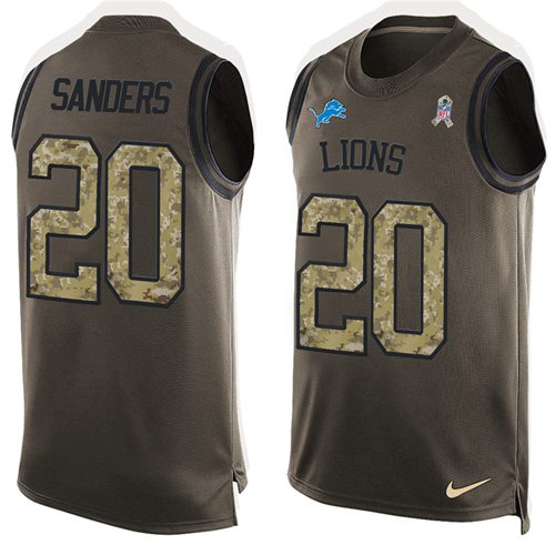 Nike Lions #20 Barry Sanders Green Men's Stitched NFL Limited Salute To Service Tank Top Jersey Nike Lions #20 Barry Sanders Green Men's Stitched NFL Limited Salute To Service Tank Top Jersey