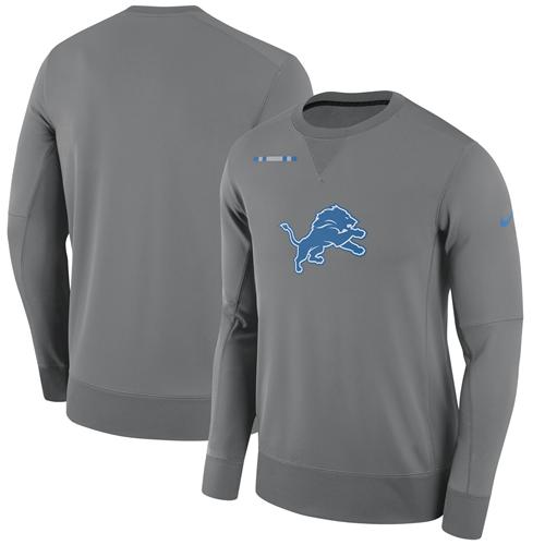Men's Detroit Lions Nike Charcoal Sideline Team Logo Performance Sweatshirt Men's Detroit Lions Nike Charcoal Sideline Team Logo Performance Sweatshirt