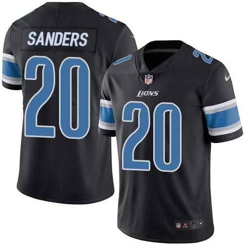 Nike Lions #20 Barry Sanders Black Men's Stitched NFL Limited Rush Jersey Nike Lions #20 Barry Sanders Black Men's Stitched NFL Limited Rush Jersey