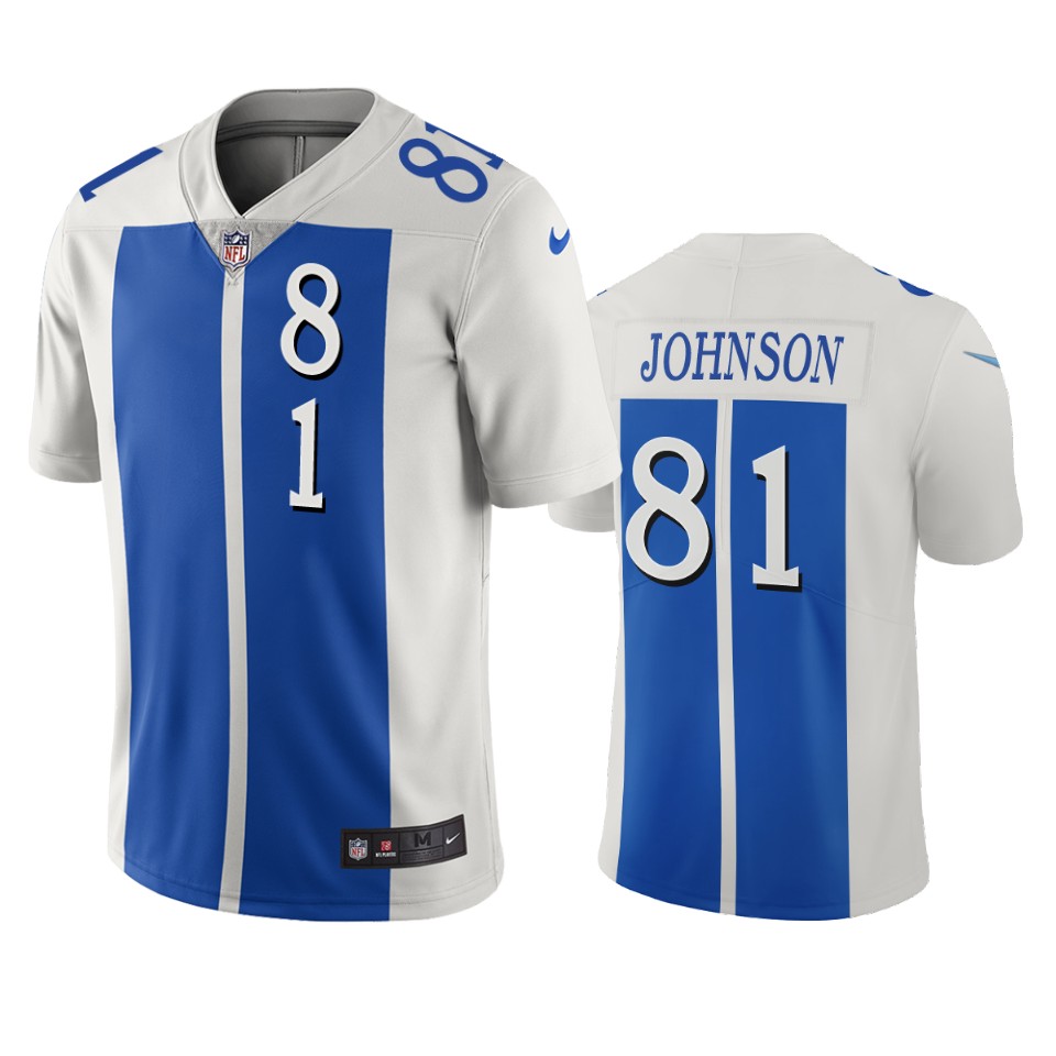 Detroit Lions #81 Calvin Johnson White Blue Vapor Limited City Edition NFL Jersey