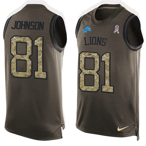 Nike Lions #81 Calvin Johnson Green Men's Stitched NFL Limited Salute To Service Tank Top Jersey Nike Lions #81 Calvin Johnson Green Men's Stitched NFL Limited Salute To Service Tank Top Jersey