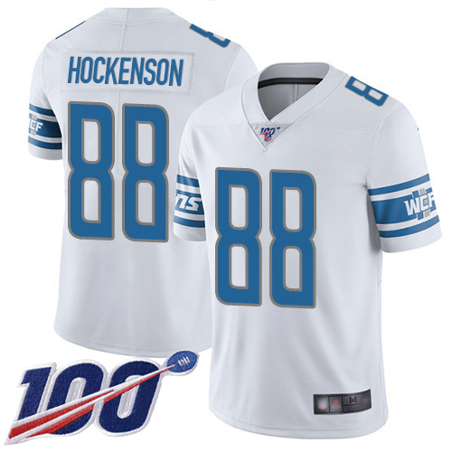 Nike Lions #88 T.J. Hockenson White Men's Stitched NFL 100th Season Vapor Limited Jersey Nike Lions #88 T.J. Hockenson White Men's Stitched NFL 100th Season Vapor Limited Jersey