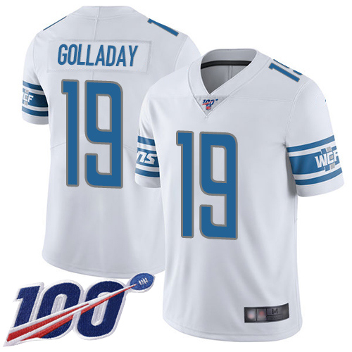 Nike Lions #19 Kenny Golladay White Men's Stitched NFL 100th Season Vapor Limited Jersey Nike Lions #19 Kenny Golladay White Men's Stitched NFL 100th Season Vapor Limited Jersey