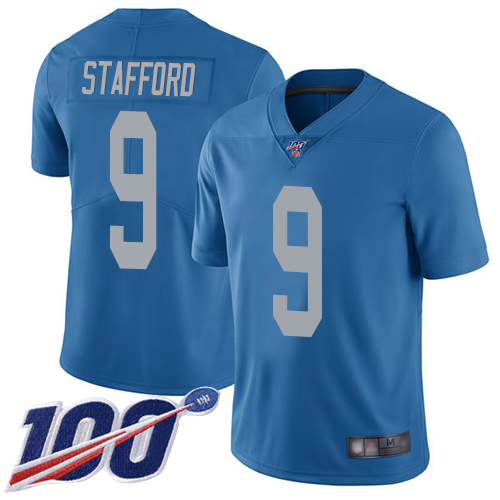 Nike Lions #9 Matthew Stafford Blue Throwback Men's Stitched NFL 100th Season Vapor Limited Jersey Nike Lions #9 Matthew Stafford Blue Throwback Men's Stitched NFL 100th Season Vapor Limited Jersey