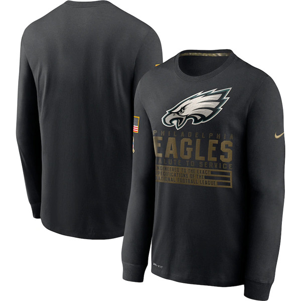 Men's Philadelphia Eagles Black NFL 2020 Salute To Service Sideline Performance Long Sleeve T-Shirt Men's Philadelphia Eagles Black NFL 2020 Salute To Service Sideline Performance Long Sleeve T-Shirt