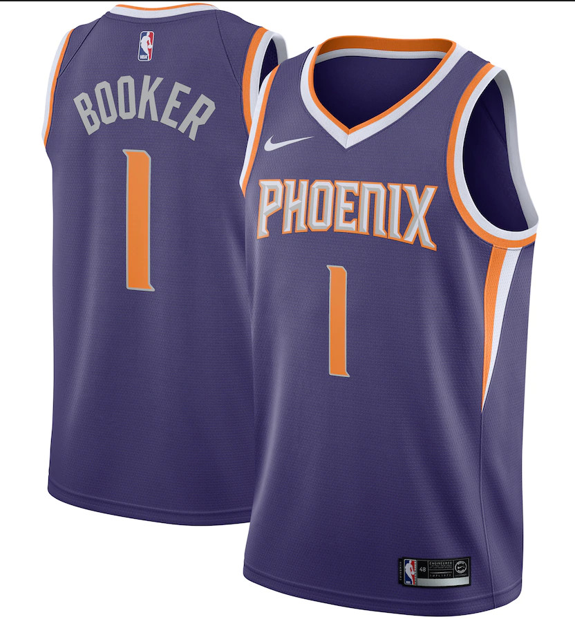 Men's Phoenix Suns #1 Devin Booker Purple NBA Stitched Jersey