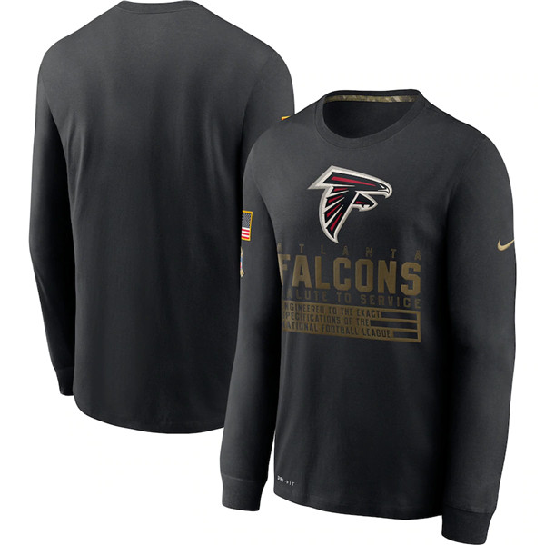 Men's Atlanta Falcons Black NFL 2020 Salute To Service Sideline Performance Long Sleeve T-Shirt Men's Atlanta Falcons Black NFL 2020 Salute To Service Sideline Performance Long Sleeve T-Shirt