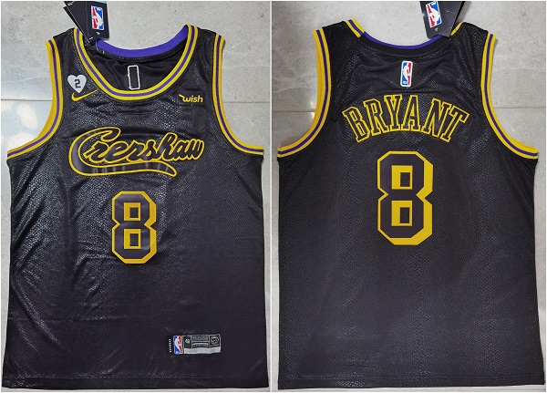 Men's Los Angeles Lakers #8 Kobe Bryant Black Jersey With GiGi Patch Stitched Jersey Men's Los Angeles Lakers #8 Kobe Bryant Black Jersey With GiGi Patch Stitched Jersey