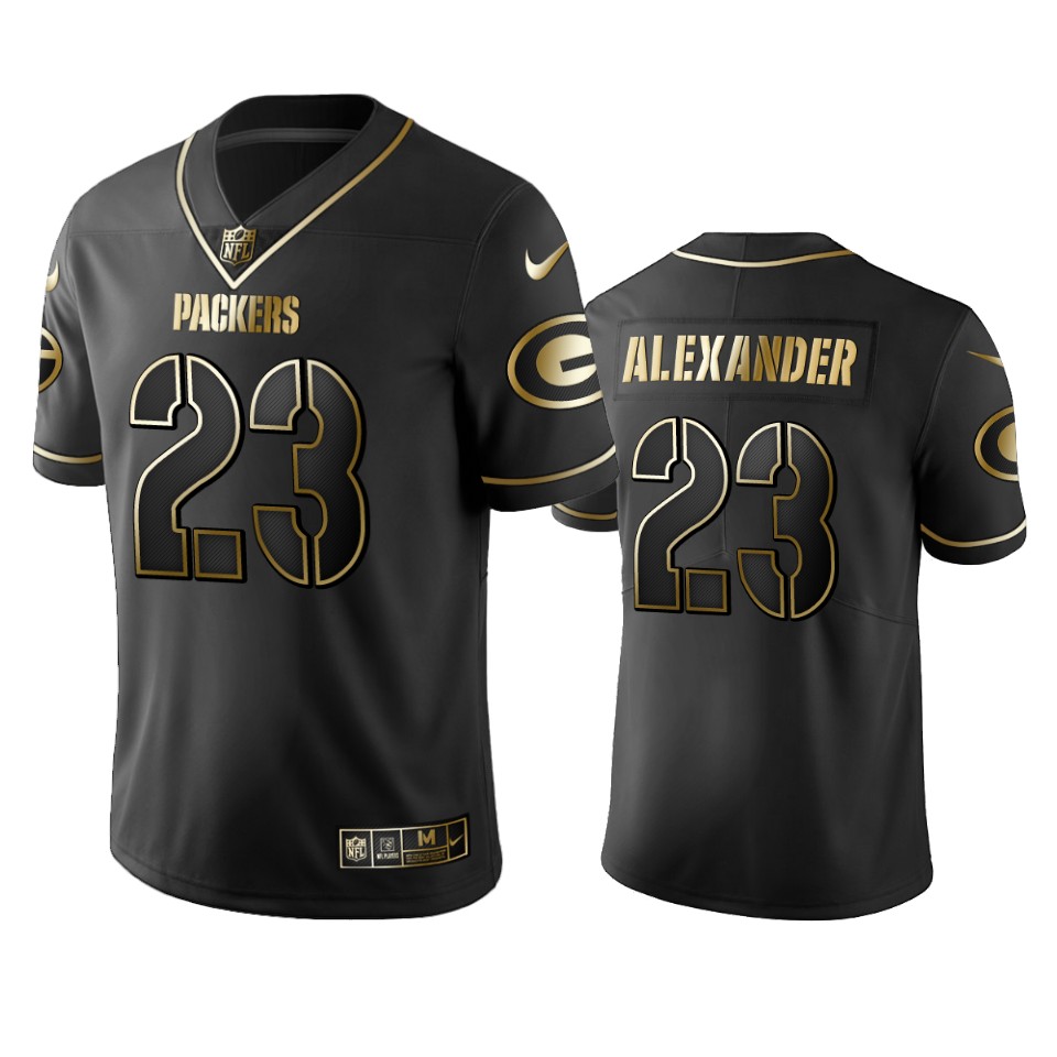 Packers #23 Jaire Alexander Men's Stitched NFL Vapor Untouchable Limited Black Golden Jersey Packers #23 Jaire Alexander Men's Stitched NFL Vapor Untouchable Limited Black Golden Jersey