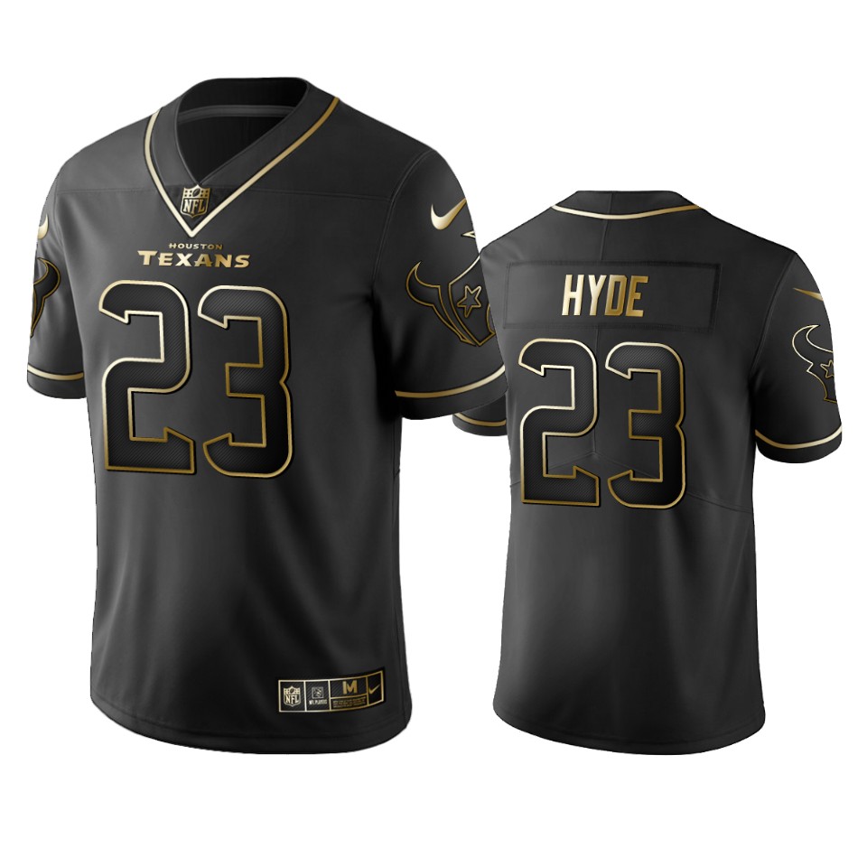 Texans #23 Carlos Hyde Men's Stitched NFL Vapor Untouchable Limited Black Golden Jersey Texans #23 Carlos Hyde Men's Stitched NFL Vapor Untouchable Limited Black Golden Jersey
