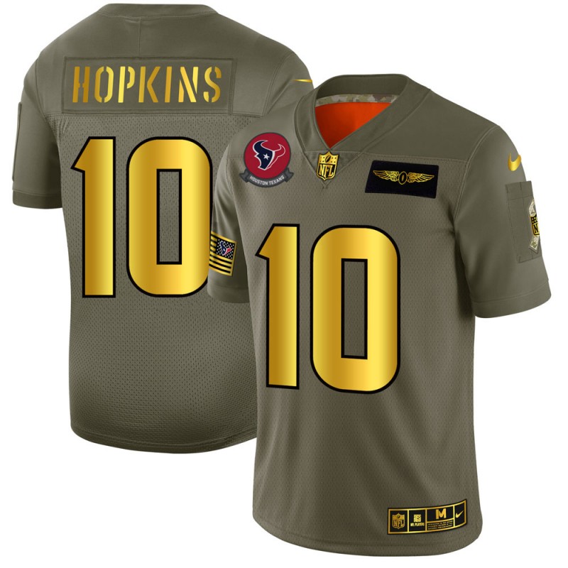 Houston Texans #10 DeAndre Hopkins NFL Men's Nike Olive Gold 2019 Salute to Service Limited Jersey Houston Texans #10 DeAndre Hopkins NFL Men's Nike Olive Gold 2019 Salute to Service Limited Jersey
