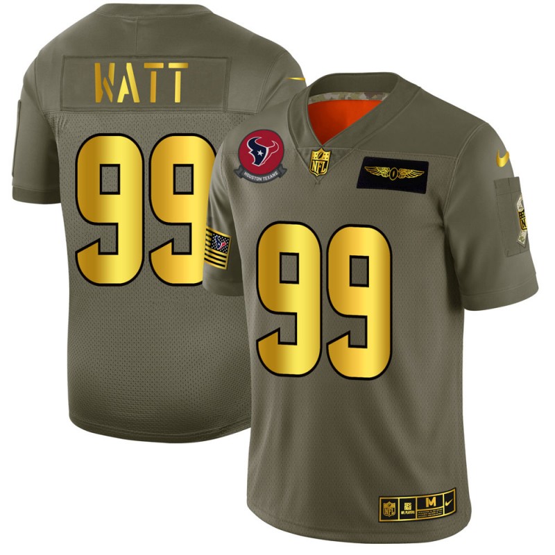Houston Texans #99 J.J. Watt NFL Men's Nike Olive Gold 2019 Salute to Service Limited Jersey Houston Texans #99 J.J. Watt NFL Men's Nike Olive Gold 2019 Salute to Service Limited Jersey