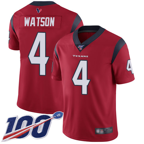 Nike Texans #4 Deshaun Watson Red Alternate Men's Stitched NFL 100th Season Vapor Limited Jersey Nike Texans #4 Deshaun Watson Red Alternate Men's Stitched NFL 100th Season Vapor Limited Jersey