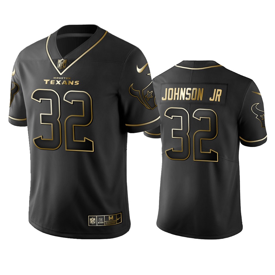Texans #32 Lonnie Johnson Jr. Men's Stitched NFL Vapor Untouchable Limited Black Golden Jersey Texans #32 Lonnie Johnson Jr. Men's Stitched NFL Vapor Untouchable Limited Black Golden Jersey