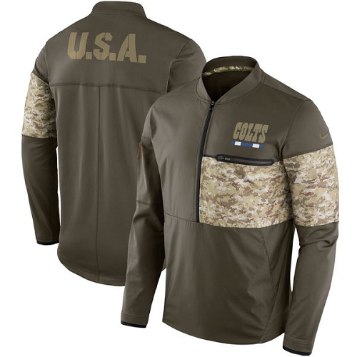 Men's Indianapolis Colts Nike Olive Salute to Service Sideline Hybrid Half-Zip Pullover Jacket Men's Indianapolis Colts Nike Olive Salute to Service Sideline Hybrid Half-Zip Pullover Jacket