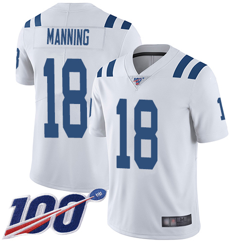 Nike Colts #18 Peyton Manning White Men's Stitched NFL 100th Season Vapor Limited Jersey Nike Colts #18 Peyton Manning White Men's Stitched NFL 100th Season Vapor Limited Jersey