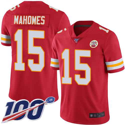 Nike Chiefs #15 Patrick Mahomes Red Team Color Men's Stitched NFL 100th Season Vapor Limited Jersey Nike Chiefs #15 Patrick Mahomes Red Team Color Men's Stitched NFL 100th Season Vapor Limited Jersey