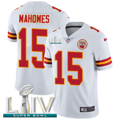 Nike Chiefs #15 Patrick Mahomes White Super Bowl LIV 2020 Men's Stitched NFL Vapor Untouchable Limited Jersey Nike Chiefs #15 Patrick Mahomes White Super Bowl LIV 2020 Men's Stitched NFL Vapor Untouchable Limited Jersey