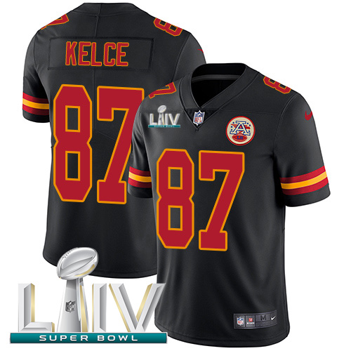 Nike Chiefs #87 Travis Kelce Black Super Bowl LIV 2020 Men's Stitched NFL Limited Rush Jersey Nike Chiefs #87 Travis Kelce Black Super Bowl LIV 2020 Men's Stitched NFL Limited Rush Jersey