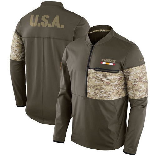 Men's Kansas City Chiefs Nike Olive Salute to Service Sideline Hybrid Half-Zip Pullover Jacket Men's Kansas City Chiefs Nike Olive Salute to Service Sideline Hybrid Half-Zip Pullover Jacket