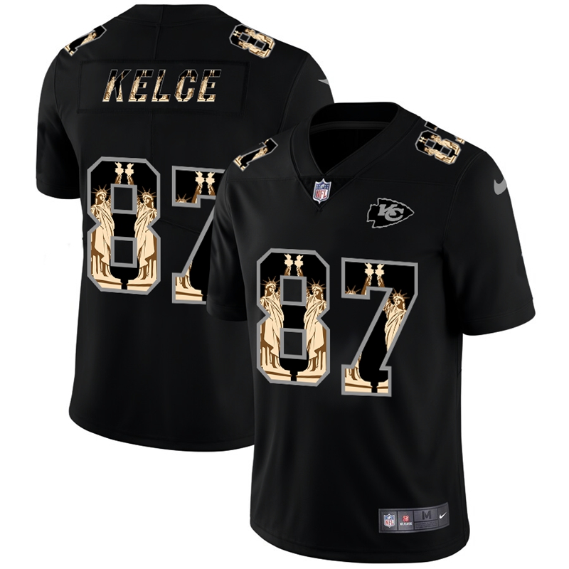 Kansas City Chiefs #87 Travis Kelce Carbon Black Vapor Statue Of Liberty Limited NFL Jersey Kansas City Chiefs #87 Travis Kelce Carbon Black Vapor Statue Of Liberty Limited NFL Jersey
