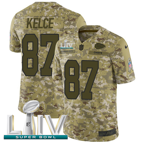 Nike Chiefs #87 Travis Kelce Camo Super Bowl LIV 2020 Men's Stitched NFL Limited 2018 Salute To Service Jersey Nike Chiefs #87 Travis Kelce Camo Super Bowl LIV 2020 Men's Stitched NFL Limited 2018 Salute To Service Jersey
