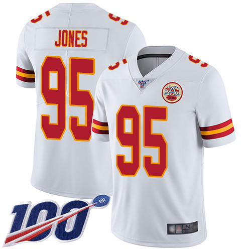 Nike Chiefs #95 Chris Jones White Men's Stitched NFL 100th Season Vapor Limited Jersey Nike Chiefs #95 Chris Jones White Men's Stitched NFL 100th Season Vapor Limited Jersey