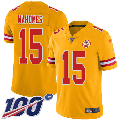 Nike Chiefs #15 Patrick Mahomes Gold Men's Stitched NFL Limited Inverted Legend 100th Season Jersey Nike Chiefs #15 Patrick Mahomes Gold Men's Stitched NFL Limited Inverted Legend 100th Season Jersey