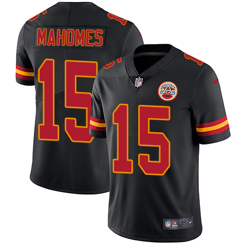 Nike Chiefs #15 Patrick Mahomes Black Men's Stitched NFL Limited Rush Jersey Nike Chiefs #15 Patrick Mahomes Black Men's Stitched NFL Limited Rush Jersey