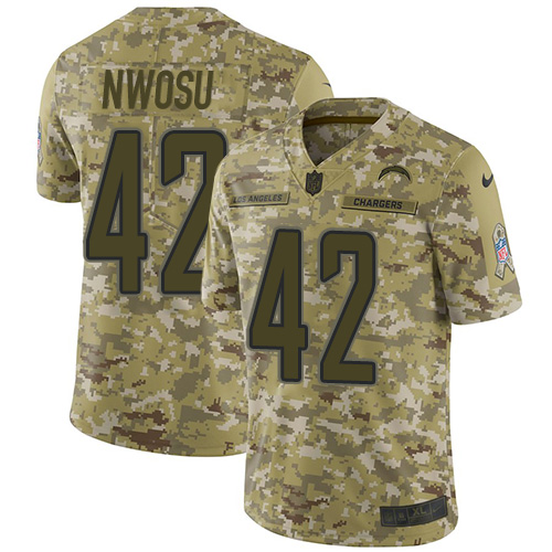 Nike Chargers #42 Uchenna Nwosu Camo Men's Stitched NFL Limited 2018 Salute To Service Jersey Nike Chargers #42 Uchenna Nwosu Camo Men's Stitched NFL Limited 2018 Salute To Service Jersey