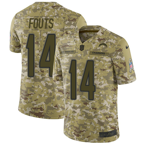 Nike Chargers #14 Dan Fouts Camo Men's Stitched NFL Limited 2018 Salute To Service Jersey Nike Chargers #14 Dan Fouts Camo Men's Stitched NFL Limited 2018 Salute To Service Jersey