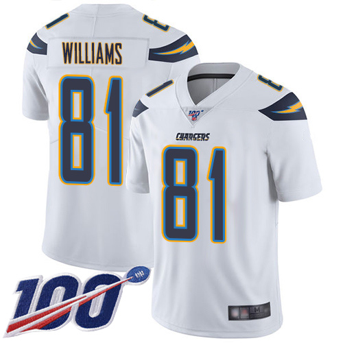 Nike Chargers #81 Mike Williams White Men's Stitched NFL 100th Season Vapor Limited Jersey Nike Chargers #81 Mike Williams White Men's Stitched NFL 100th Season Vapor Limited Jersey