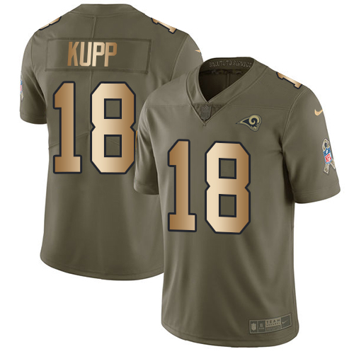 Nike Rams #18 Cooper Kupp Olive/Gold Men's Stitched NFL Limited 2017 Salute To Service Jersey Nike Rams #18 Cooper Kupp Olive/Gold Men's Stitched NFL Limited 2017 Salute To Service Jersey