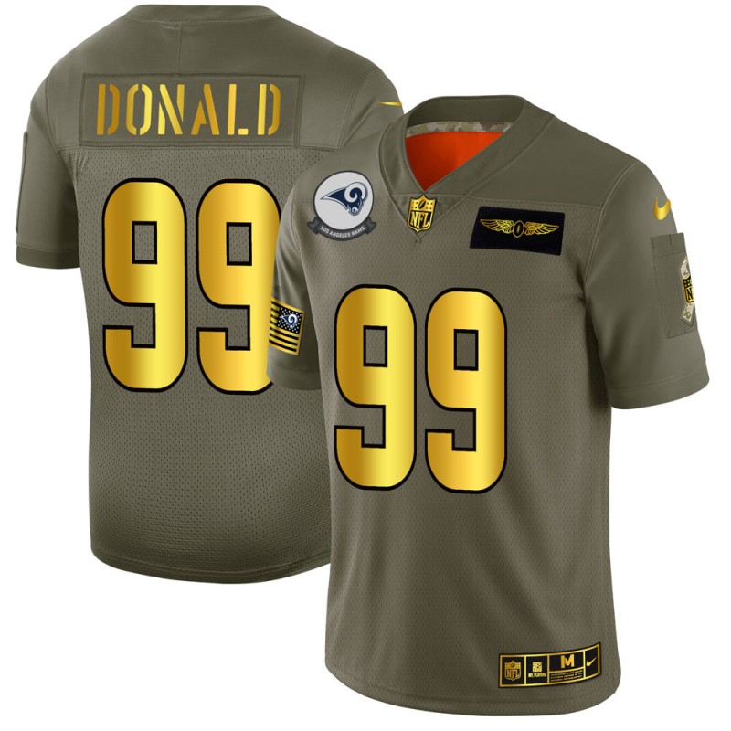 Los Angeles Rams #99 Aaron Donald NFL Men's Nike Olive Gold 2019 Salute to Service Limited Jersey Los Angeles Rams #99 Aaron Donald NFL Men's Nike Olive Gold 2019 Salute to Service Limited Jersey