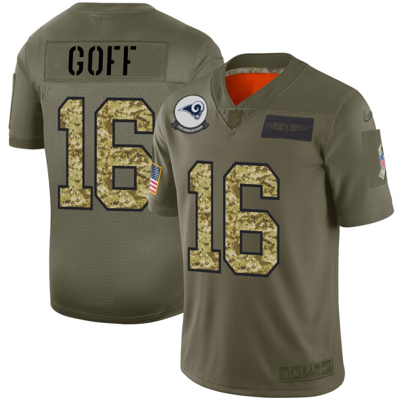 Los Angeles Rams #16 Jared Goff Men's Nike 2019 Olive Camo Salute To Service Limited NFL Jersey Los Angeles Rams #16 Jared Goff Men's Nike 2019 Olive Camo Salute To Service Limited NFL Jersey