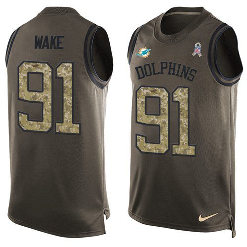 Nike Dolphins #91 Cameron Wake Green Men's Stitched NFL Limited Salute To Service Tank Top Jersey Nike Dolphins #91 Cameron Wake Green Men's Stitched NFL Limited Salute To Service Tank Top Jersey