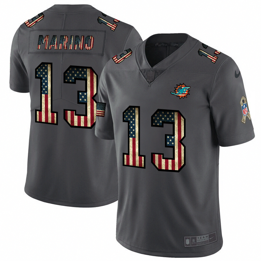 Nike Dolphins #13 Dan Marino 2018 Salute To Service Retro USA Flag Limited NFL Jersey Nike Dolphins #13 Dan Marino 2018 Salute To Service Retro USA Flag Limited NFL Jersey